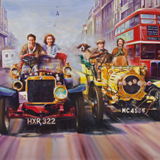 'Genevieve' 
The classic 1953 film featuring the London to Brighton run.
Giclee on paper, image 56cm x 42cm, limited edition of 100.
£75 + £6.95 p&p (U.K.) £8.95 (Worlwide)
Canvas edition also available, please contact for more information.

