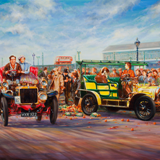 'First to Westminster Bridge'
Scene from the 1953 film 'Genevieve'.
Acrylic on canvas, 120cm x 90cm
SOLD