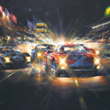 '12 Hours to Victory'
The winning Ferrari 250LM of Graham Hill leads away at the start of the 1964 Reims 12hrs.
Acrylic on canvas, 200cm x 150cm
SOLD